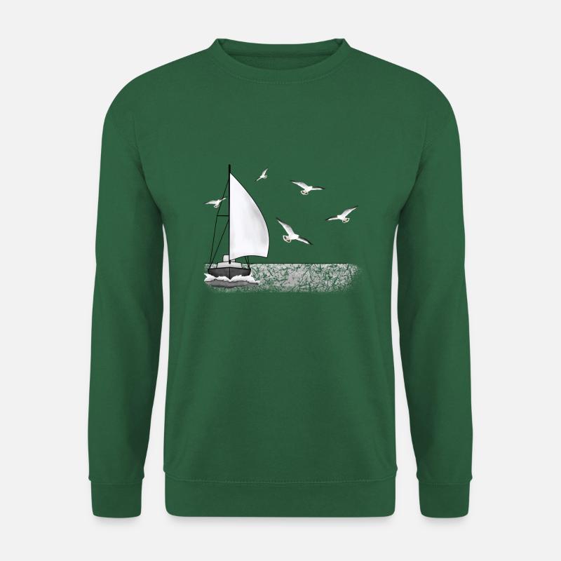 Segelschiff, Möwen - Unisex Pullover - Grün
