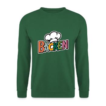 Backen mein Hobby - buntes Bäckermotiv - Unisex Pullover - Grün - Vorne