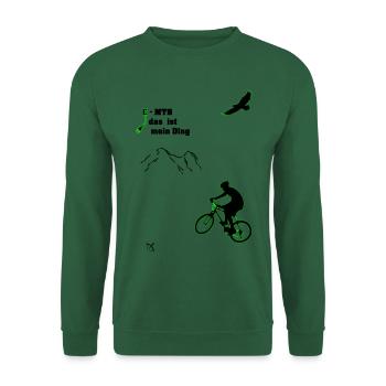 E MTB in den Bergen - Unisex Pullover - Grün - Vorne