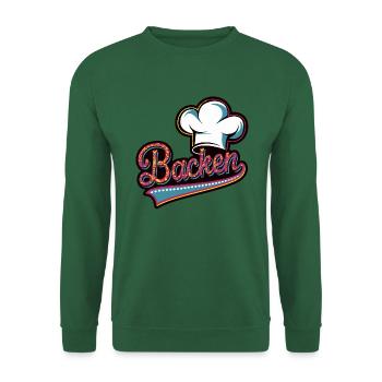 Backen mein Hobby - buntes Bäckermotiv - Unisex Pullover - Grün - Vorne