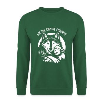 Wolf and lamb, we can all be friends - Unisex Sweatshirt - green - Front