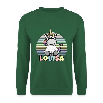 Nom de la licorne Louisa - Sweat-shirt Unisexe - vert foncé - Devant