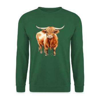 Custom Scottish Highland Cow For Farm Lovers - Unisex Sweatshirt - green - Front