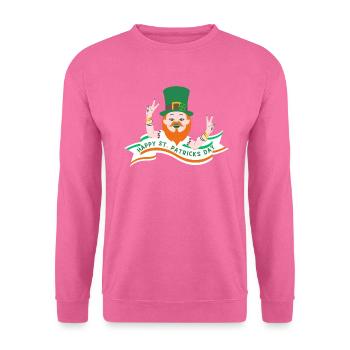 St. Patricks Day Irisch Kleeblatt Kobold Feiertag - Unisex Pullover - Pink - Vorne