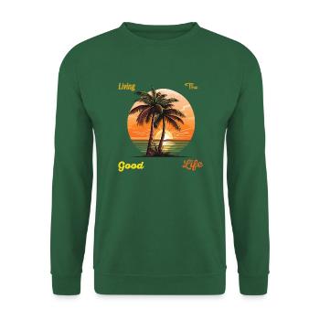 Palm beach "Living the good life" with sunset - Unisex Sweatshirt - green - Front