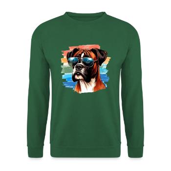 Bunter Boxerhund mit Sonnenbrille - Unisex Pullover - Grün - Vorne