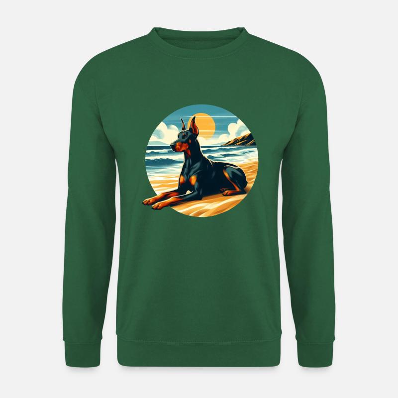 Doberman sur la plage - Sweat-shirt Unisexe - vert foncé