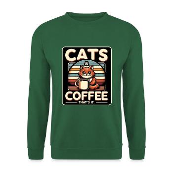 Chats et café dans un style vintage - Sweat-shirt Unisexe - vert foncé - Devant