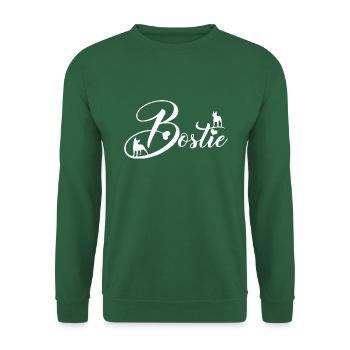 Bostie Boston Terrier avec police décorative - Sweat-shirt Unisexe - vert foncé - Devant