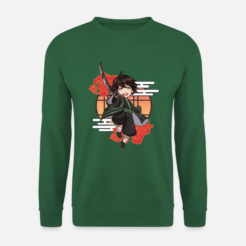 Garçon samouraï chibi avec katana - Sweat-shirt Unisexe - vert foncé