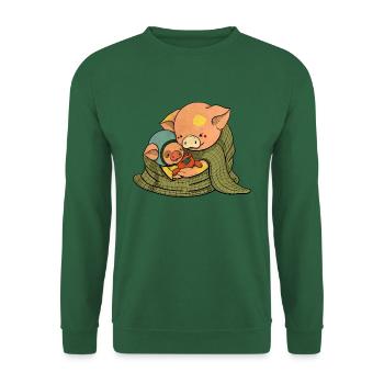 Mutterschwein und Ferkel - Unisex Pullover - Grün - Vorne