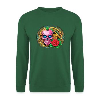 Skulls 'n' Roses - Pink Skull - Unisex Pullover - Grün - Vorne