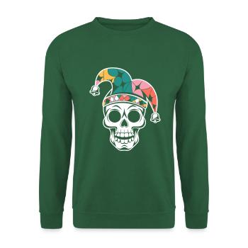Drôle de crâne avec bonnet de fou - Sweat-shirt Unisexe - vert foncé - Devant