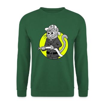 Chat rétro pompiers - Sweat-shirt Unisexe - vert foncé - Devant