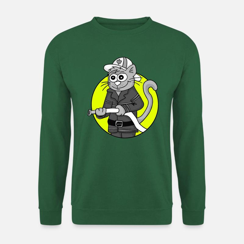 Retro Feuerwehr-Katze - Unisex Pullover - Grün