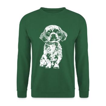 Chillender kleiner Hund mit große Kulleraugen. - Unisex Pullover - Grün - Vorne