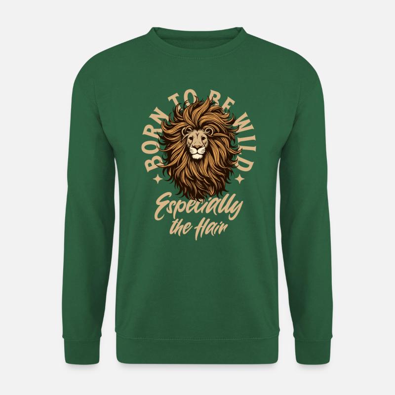 Mähnen Rebellion: Ein Löwe gegen den Kamm - Unisex Pullover - Grün