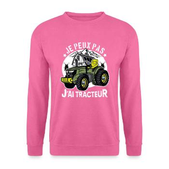 Je Peux Pas J'ai Tracteur Cadeau Humour Agriculteu - Sweat-shirt Unisexe - rose - Devant