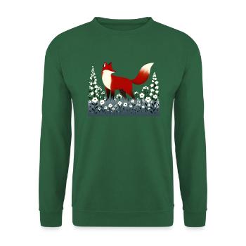 Fuchs in Blumenwiese - Unisex Pullover - Grün - Vorne