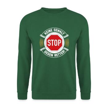 STOP - Keine Gewalt gegen Retter - (Feuerwehr uvm) - Unisex Pullover - Grün - Vorne