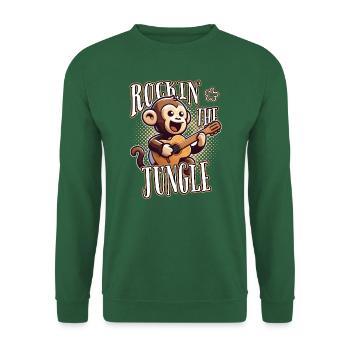 Rockin' The Jungle: Lustiger Affe mit Gitarre - Unisex Pullover - Grün - Vorne