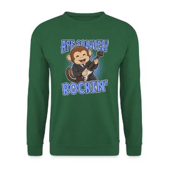 Ape-Solutely Rockin': Funny Monkey with Guitar - Unisex Sweatshirt - green - Front