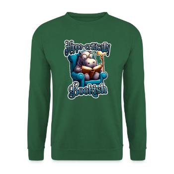 Hippo-critically Bookish Cute Reading Hippo - Unisex Sweatshirt - green - Front