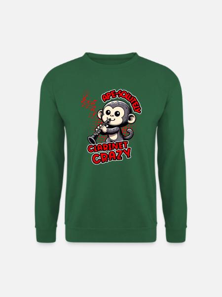 Ape-solute Klarinette Crazy Funny Monkey Design - Unisex Pullover - Grün