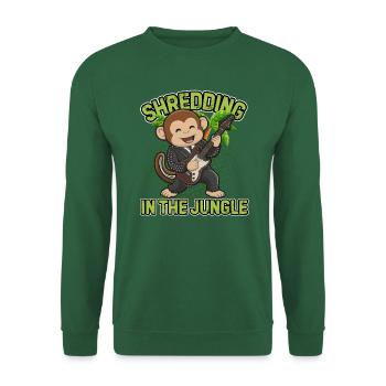 Shredden im Dschungel Lustiges Gitarren-Affen-Design - Unisex Pullover - Grün - Vorne