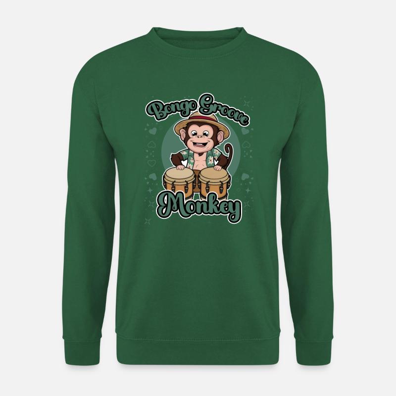 Bongo Groove Monkey Lustiges Trommeldesign - Unisex Pullover - Grün