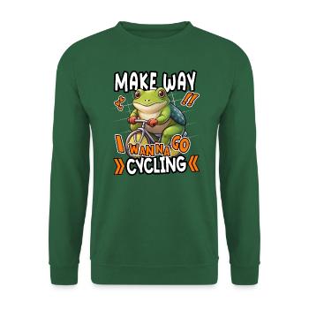 Make Way I Wanna Go Radfahren Lustiger Frosch Design - Unisex Pullover - Grün - Vorne