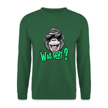 Drôle de singe « What’s up ? » avec des lunettes de soleil - Sweat-shirt Unisexe - vert foncé - Devant