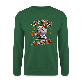 I Love Hippos and Tennis Funny - Unisex Sweatshirt - green - Front
