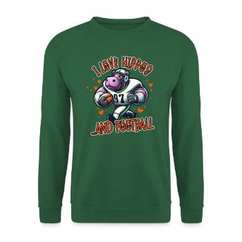 Ich liebe Nilpferde und Football American - Unisex Pullover - Grün - Vorne
