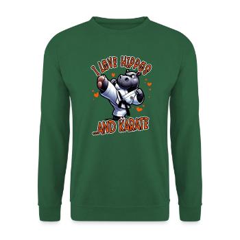 I Love Hippos and Karate Funny Martial Arts - Unisex Sweatshirt - green - Front