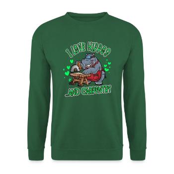 J’adore les hippopotames et la menuiserie - Sweat-shirt Unisexe - vert foncé - Devant