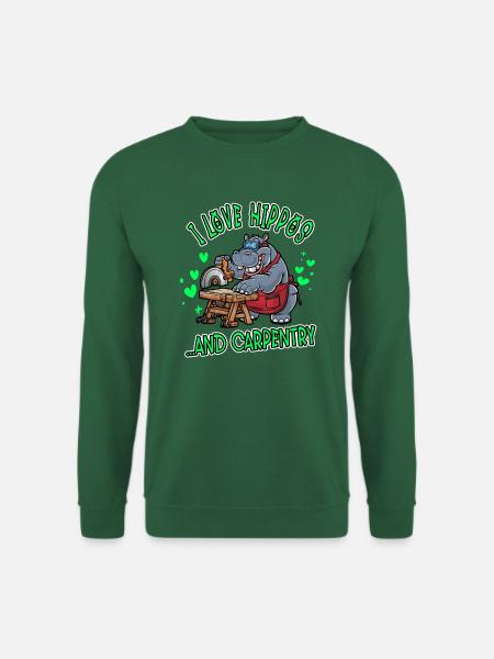 Ich liebe Nilpferde und Tischlerarbeiten - Unisex Pullover - Grün
