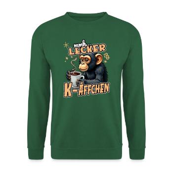 Mmh... Lecker K-Äffchen Lustig Kaffee Affe - Unisex Pullover - Grün - Vorne