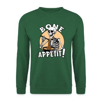 Bone Appetit Funny Skeleton Halloween Eating Ramen - Unisex Sweatshirt - green - Front