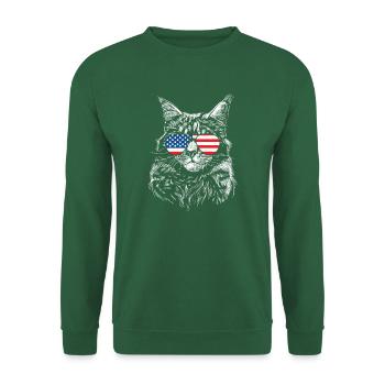 Kitten Face Sunglasses American Flag Cat - Unisex Sweatshirt - green - Front