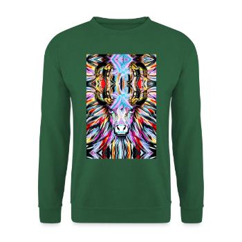 Taureau de Camargue peinture abstraite - Sweat-shirt Unisexe - vert foncé - Devant