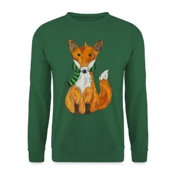 Kawaii Fuchs Rotfuchs niedlicher Winter Schahl - Unisex Pullover - Grün - Vorne