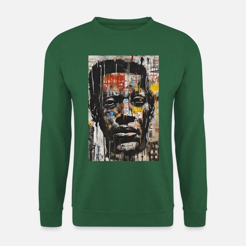 Éclaté T-Shirt: Verschmelzung von Straße und Gesicht - Unisex Pullover - Grün