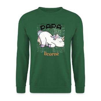 papa licorne - Sweat-shirt Unisexe - vert foncé - Devant