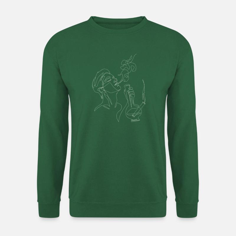 Smoke bong lineart white - Unisex Sweatshirt - green
