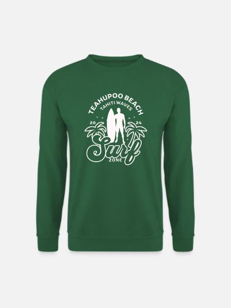 Teahupoo beach Tahiti waves - Sweat-shirt Unisexe - vert foncé