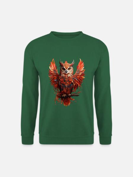 Mystical Red Owl on the Branch - Unisex Sweatshirt - green