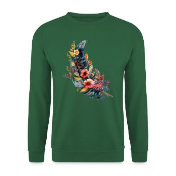 Feather studded with flowers - Unisex Sweatshirt - green - Front