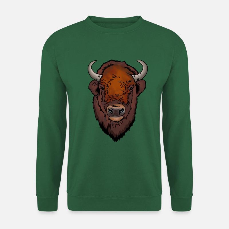 Bison Kopf - Unisex Pullover - Grün