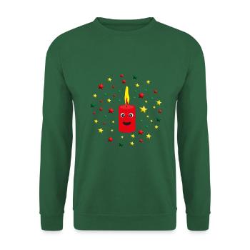 1. Adventskerze mit Sternen. - Unisex Pullover - Grün - Vorne